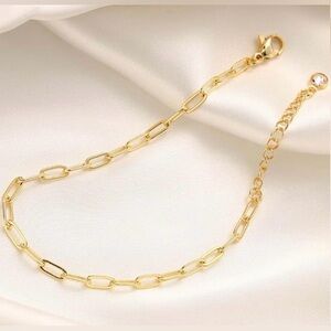 14K Gold Paperclip Chain Bracelet